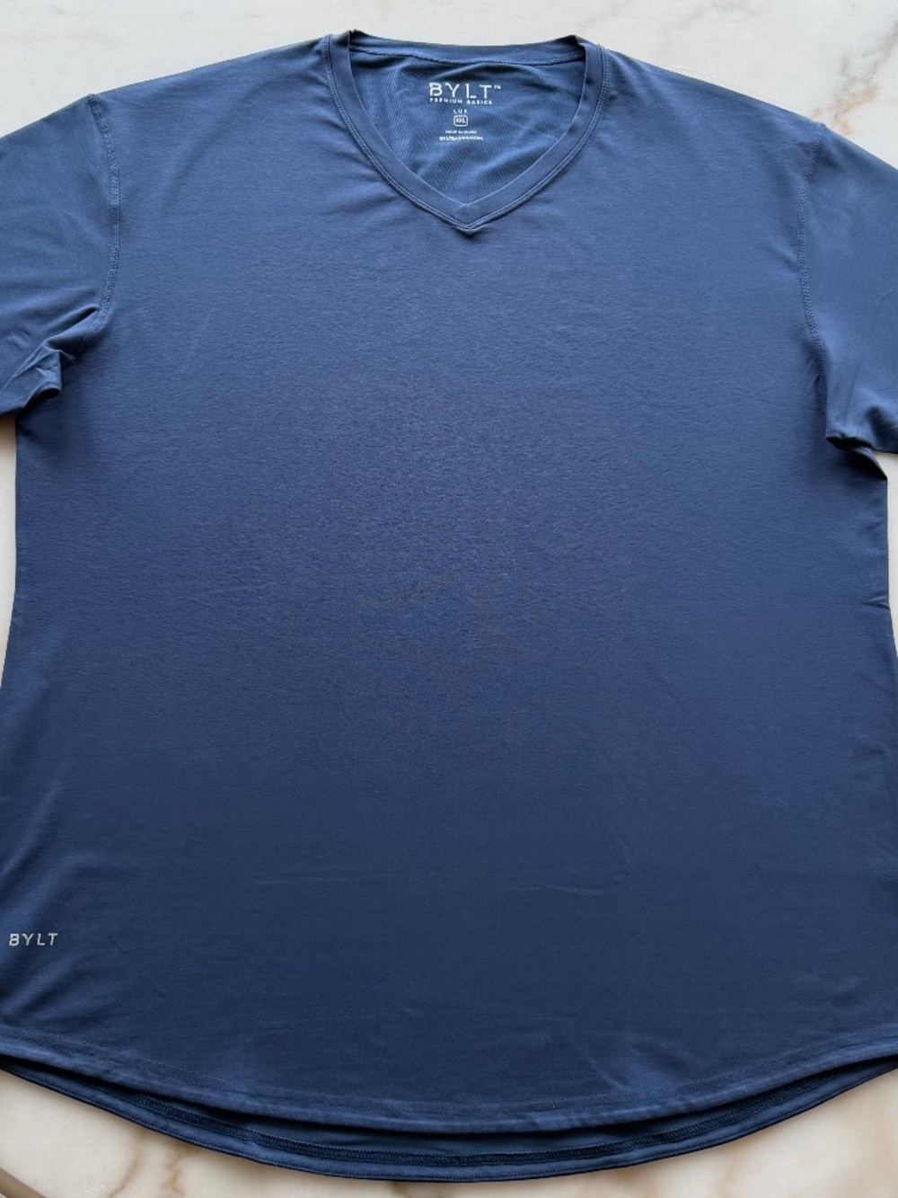 BYLT / XXL / LUX / 70% Cotton, 25% Polyester, 5% Spandex / Blue V-Neck